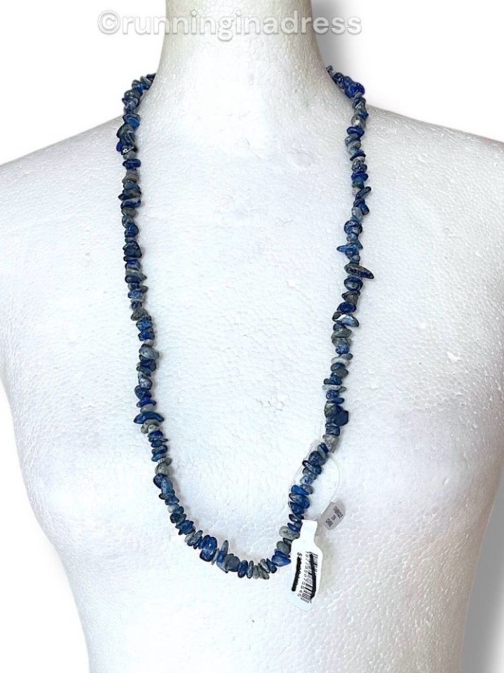 Free People Lapis Lazuli Beaded Necklace Blue Coastal Boho NWT - Picture 8 of 13